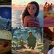 Clockwise from left: Pinocchio, Moana, Home on the Range, Beauty and the Beast, Robin Hood.